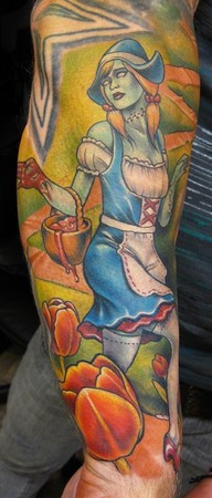 Scotty Munster - Zombie Dutch pin up girl tattoo